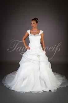 Brautkleid TW0010B - A-Linie Organza Strass Raffungen glamourös Schnürung